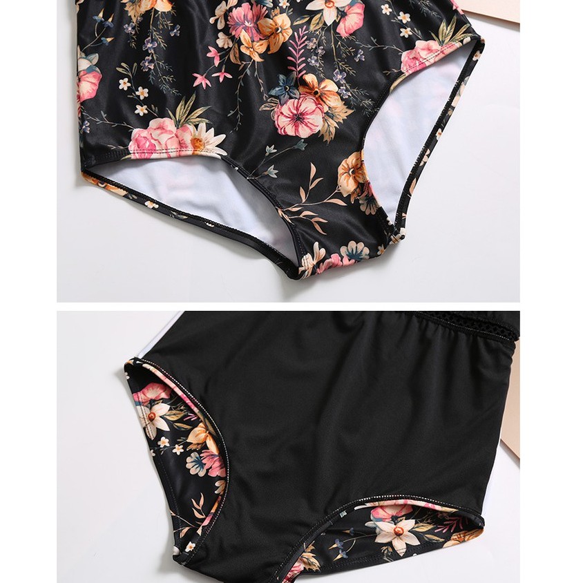 Bikini Liền hoa QC 8603 ❤️[Freeship][Che khuyết điểm]❤️ Đồ bơi đi biển Dây buộc Quyến rũ, Gợi cảm