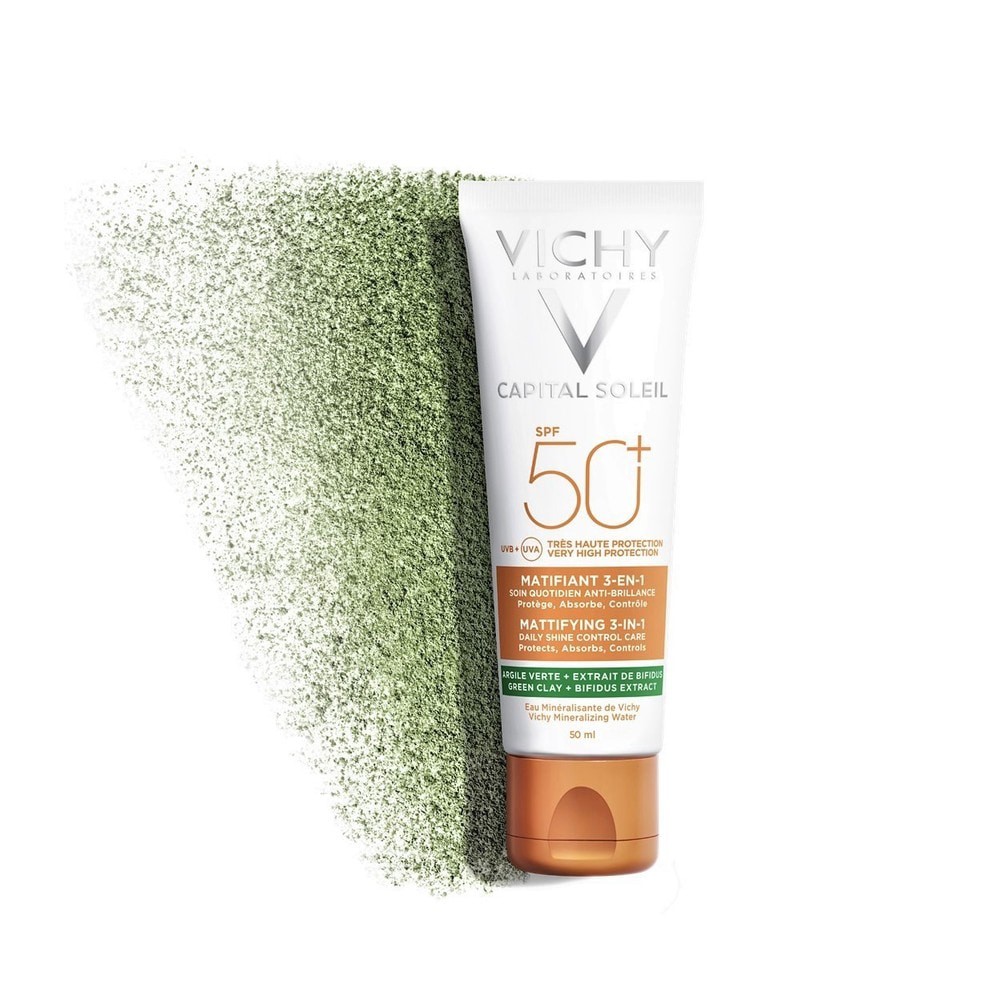 Kem Chống Nắng Vichy Capital Soleil SPF50+ UVB UVA Mattifying 3In1 Chống Ô Nhiễm &amp; Bụi Hàng Ngày 50ml