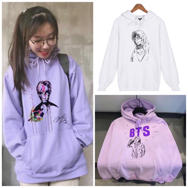 (Tặng ảnh BTS) Áo Hoodie BTS JK in hình tranh tự vẽ siêu đẹp