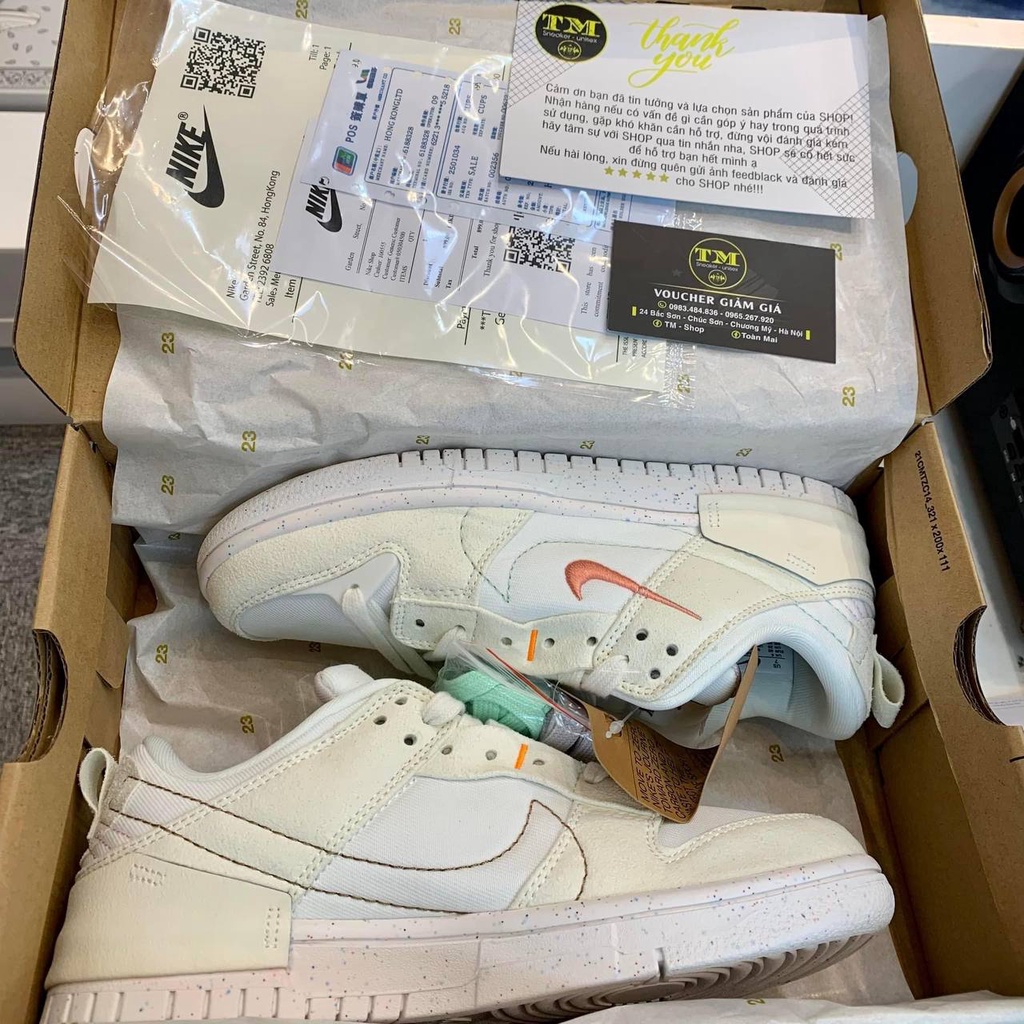 Giày SB Dunk Low Disrupt 2 Pale Ivory màu kem - Bản cao cấp Fullbox và phụ kiện có sẵn +tặng tất