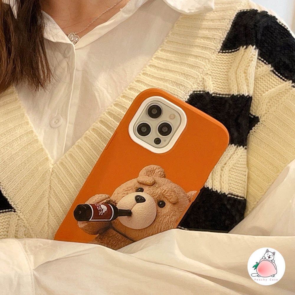 Ốp điện thoại mềm in hình gấu Teddy đáng yêu 3 trong 1 tháo được thích hợp cho IPhone 12 11 PMax X Xs Max XR 8 7 Plus
