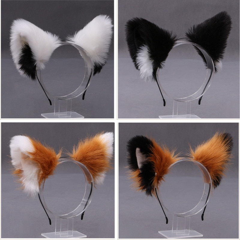 Lolita cosplay cat ears headband anime dance party costume wolf fox ear plush hairband