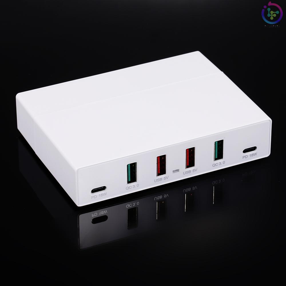 X5 6 Port USB Charger PD+QC3.0  Multifunctional Quick Charging Portable Charger for Mobile Phone/Tablet/Laptop US Plug