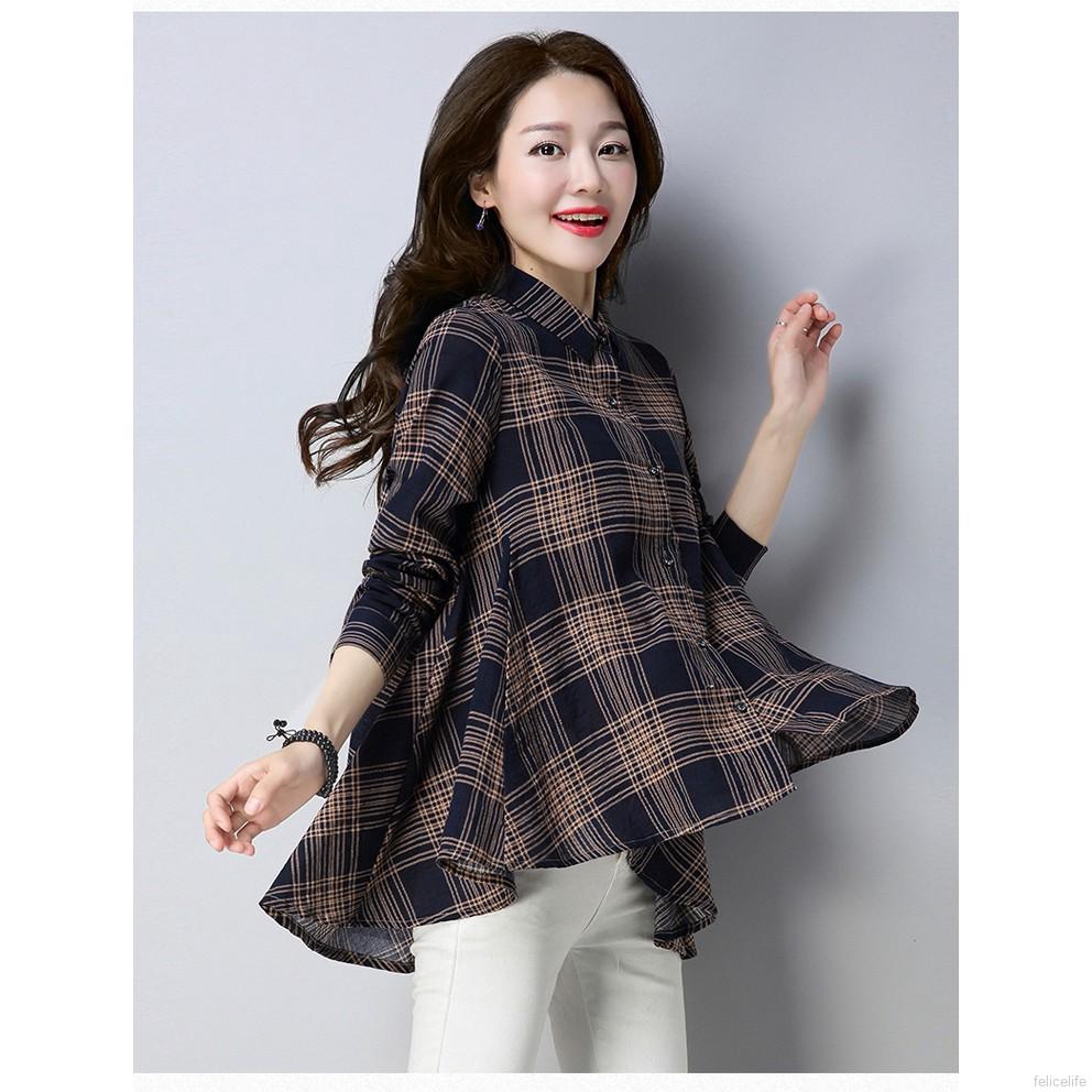 Áo sơ mi ca rô form rộng phong cách trẻ trung năng động dành cho nữ