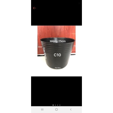 Combo 10 chậu đen C10 hàng đẹp Kt miệng 25cmx cao 21cm
