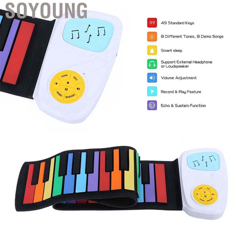 Đàn Piano Cuộn 49 Phím Nhiều Màu Sắc Cho Bé