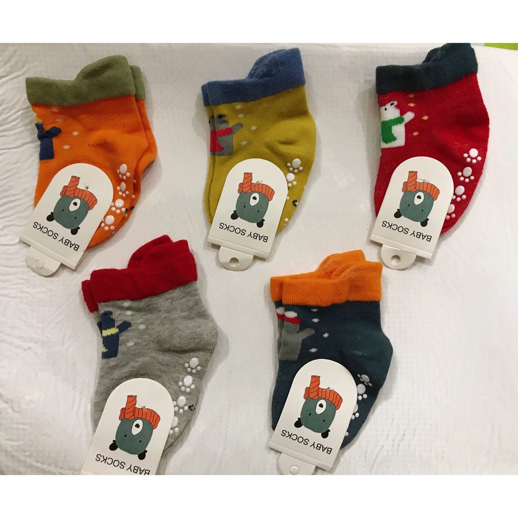 TẤT GẤU TRẺ EM CHỐNG TRƯỢT BABY SOCKS trai gái 0-2 TUỔI