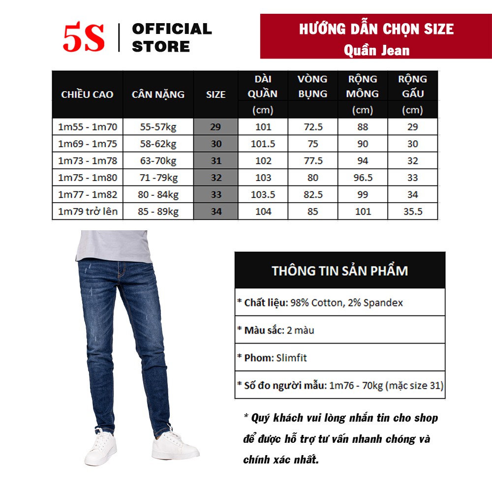 Quần Jean Nam 5S ( 3 màu) Cơ Bản, Phom Dáng Hơi Ôm, Trẻ Trung, Lịch Sự | BigBuy360 - bigbuy360.vn