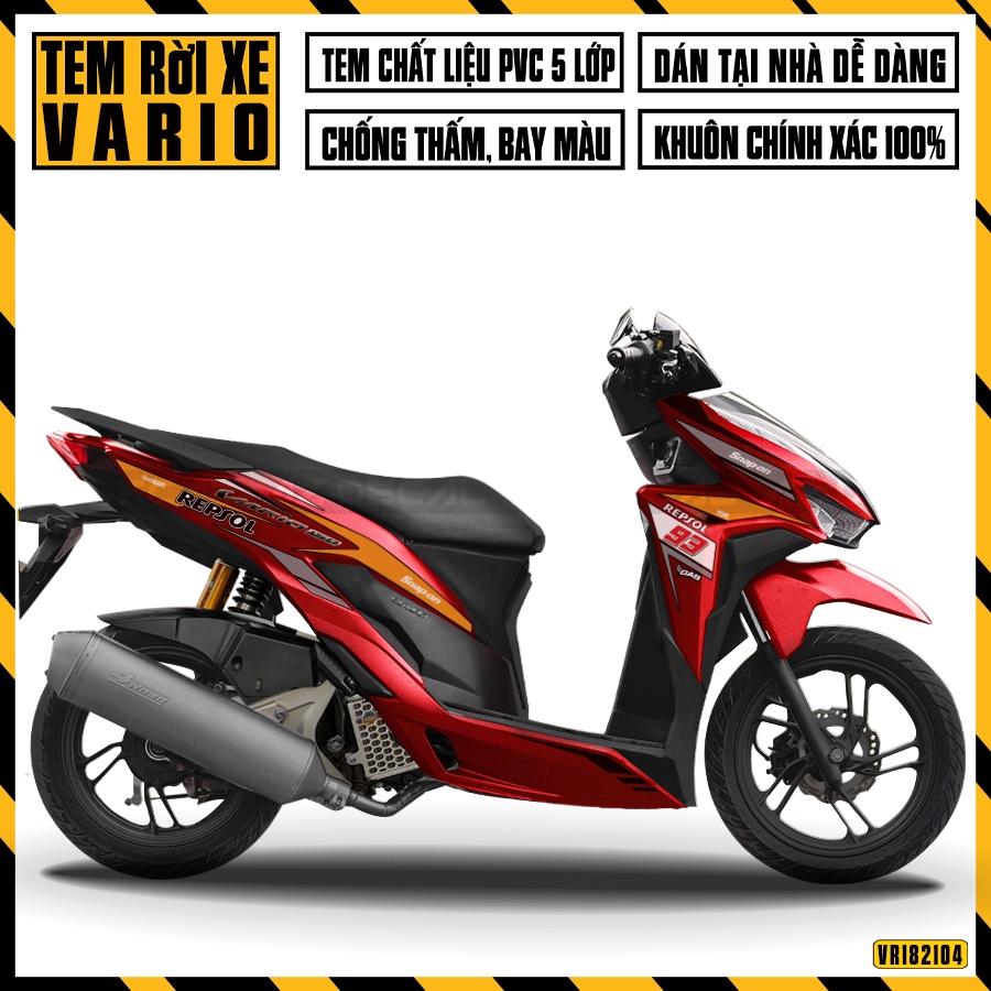 Tem Rời Mẫu Repsol Xe Honda Vario 150 | VR182104RS | Decal Chế Chất Liệu Chống Thấm Chống Bay Màu