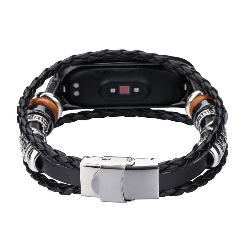 Dây Đeo Thay Thế Chất Liệu Da Phong Cách Vintage Cho Xiaomi Mi Band 4 / 3