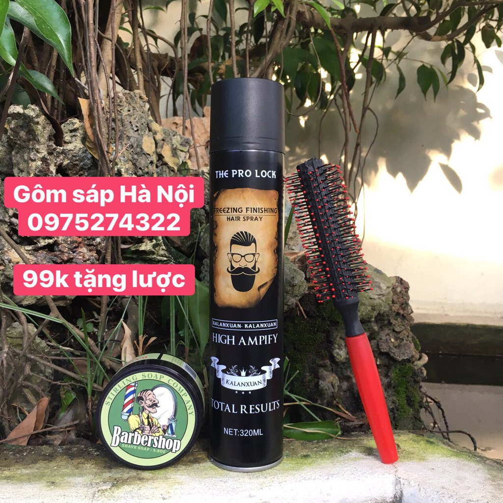 COMBO Sáp Vuốt Tóc BarberShop Shave Soap + Gôm xịt tóc The Pro Lock