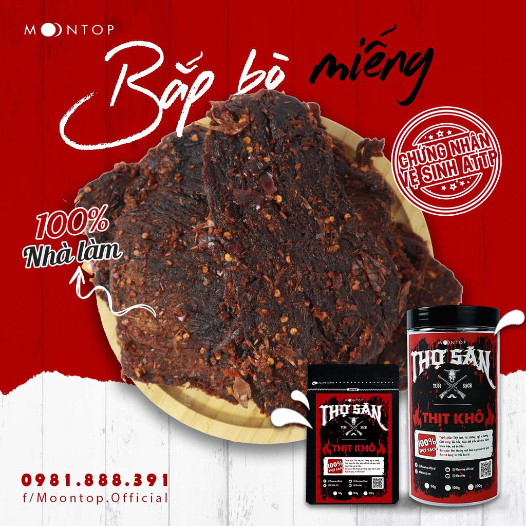 BẮP BÒ MIẾNG THỢ SĂN - Hàng cao cấp loại 1 - Thịt khô homemade Moontop - Chất từng miếng thịt | BigBuy360 - bigbuy360.vn