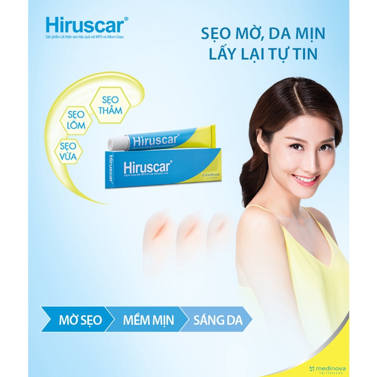 Gel Làm Mờ Sẹo Thâm, Sẹo Lõm Hiruscar Gel For Scar And Keloid Care (5g, 20g) Thụy Sĩ