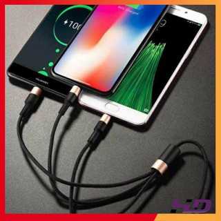 Cáp sạc 3 đầu hoco x26 - dài 1m - cho các dòng máy - chính hãng bảo hành toàn quốc