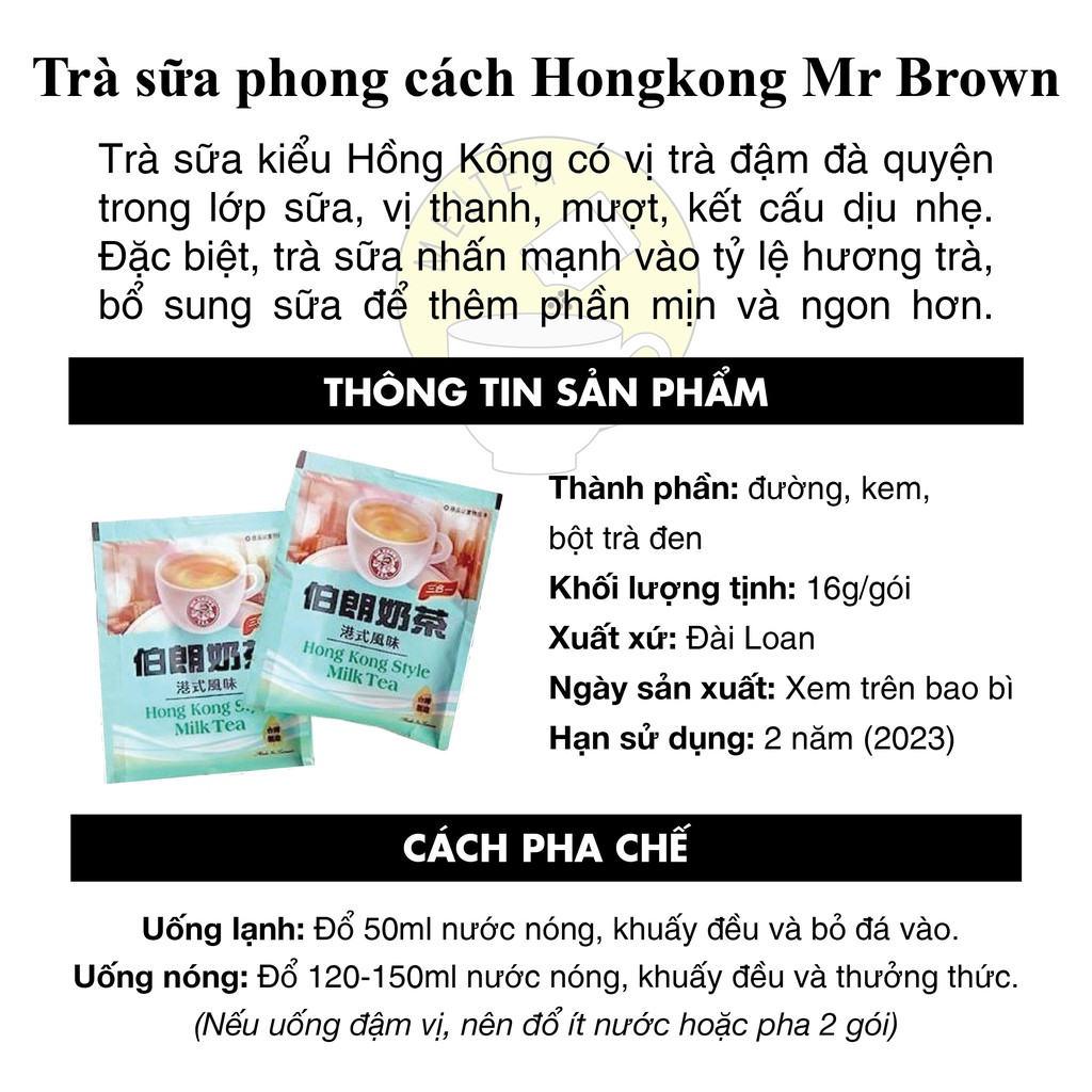 [HSD 2023] Gói lẻ trà sữa HongKong Style - Mr Brown Đài Loan - 16g | BigBuy360 - bigbuy360.vn