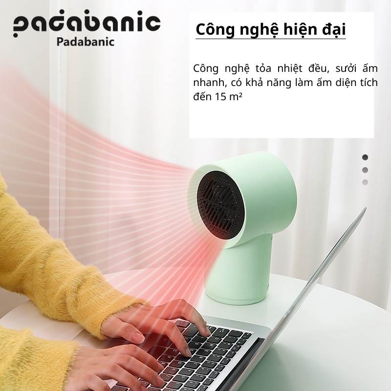 Quạt Sưởi-Máy Sưởi Mini Padabanic Để Bàn Tiện Lợi Dễ Dàng Mang Theo An Toàn Tiện Dụng