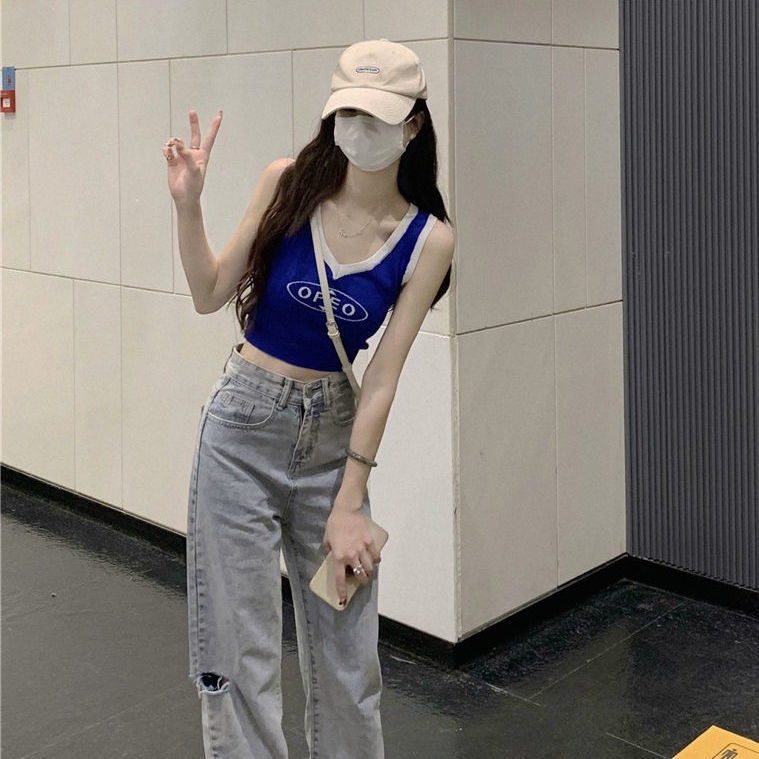 COZOK Áo Hai Dây Dáng Ngắn Phong Cách Cổ Điển Thời Trang Mùa Hè Cho Nữ