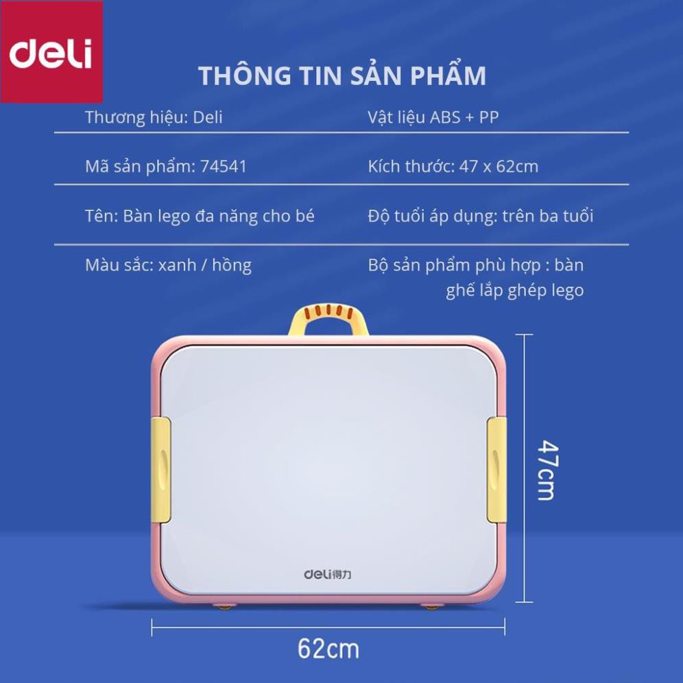 Bộ bàn ghế đồ chơi xếp hình cho bé Deli - có thể gấp gọn làm bàn học - 74541 [Deli]