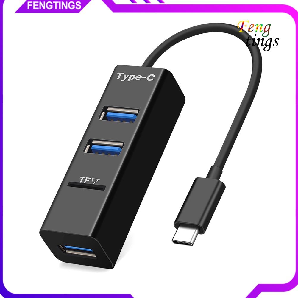 【FT】Portable 3 Ports USB 2.0 Hub Splitter Adapter with TF Card Reader for PC Laptop