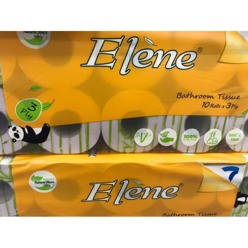 Giấy vệ sinh ELENE than tre tự nhiên không tẩy trắng cao cấp lốc 10 cuộn