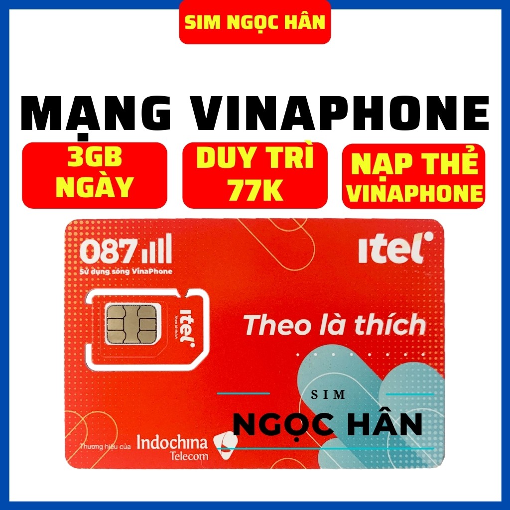 SIM ITel - ITelecom gói MAY - 90GB/Tháng ( MIỄN PHÍ THÁNG ĐẦU ) - Gọi vinaphone miễn phí - Phí Duy Trì 77k