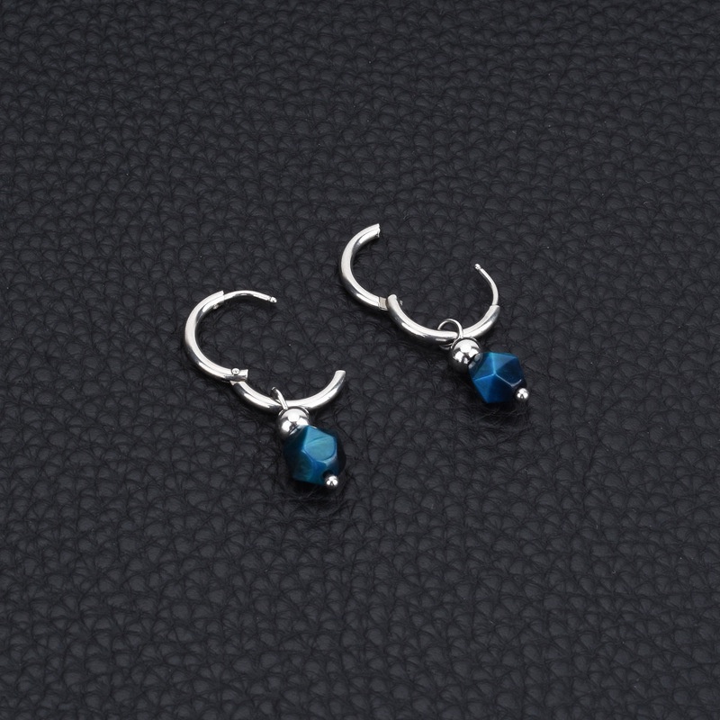 1 Khuyên Tai Đính Đá Ngọc Bích Đen Và Xanh Lam Thời Trang Dành Cho Nam Và Nữ