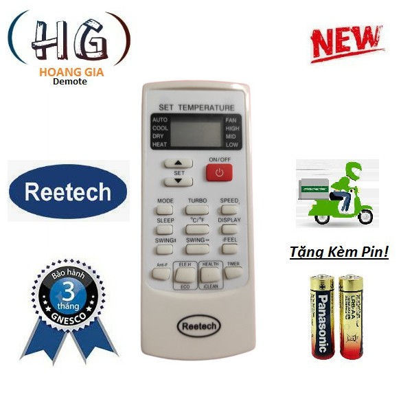 REMOTE ĐIỀU KHIỂN MÁY LẠNH ĐIỀU HOÀ REETECH ( tặng kèm pin)