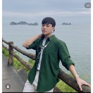 SIAM SƠMI FORM RỘNG MÀU XANH ĐƠN GIẢN NAM NỮ ĐỀU BẬN ĐƯỢC