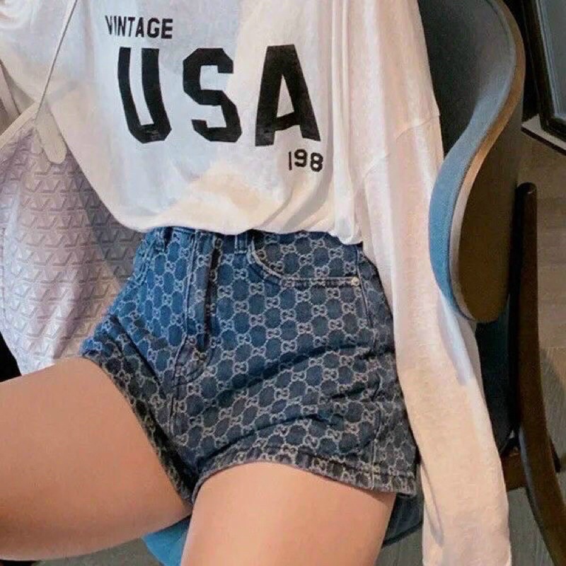 Quần short jeans hoạ tiết full size S M L
