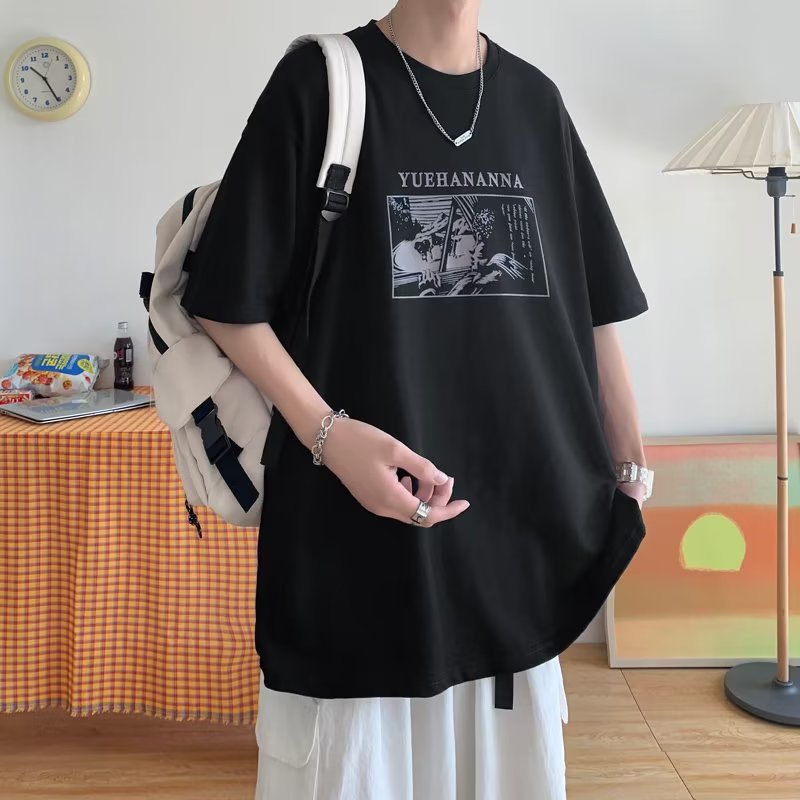 Áo Thun Tay Ngắn Dáng Rộng In Họa Tiết Hoạt Hình Phong Cách Hip Hop Thời Trang Mùa Hè Cho Nam Và Nữ size M-8XL