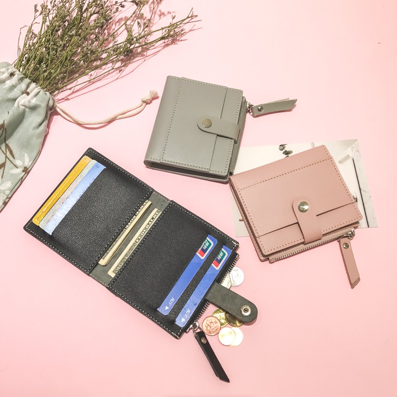 Ví Ngắn Mỏng Đựng Tiền Xu Có Khóa Kéo Dành Cho Nữ