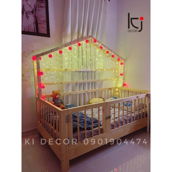 -  Giường cũi bằng gỗ cao cấp cho bé, giường công chúa, giường hình ngôi nhà