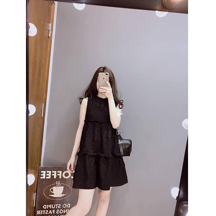 💋FREE SHIP💋 Váy Đẹp 3 Tầng COS, Chất Đũi, Đầm suông Sát Nách 3 màu.V10