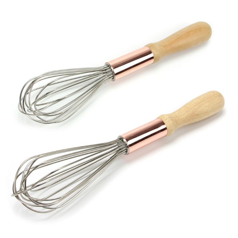 be❀  10/12inch Stainless Steel Egg Beater Hand Mixer Butter Blender Whisk Wooden Handle Kitchen Gadgets