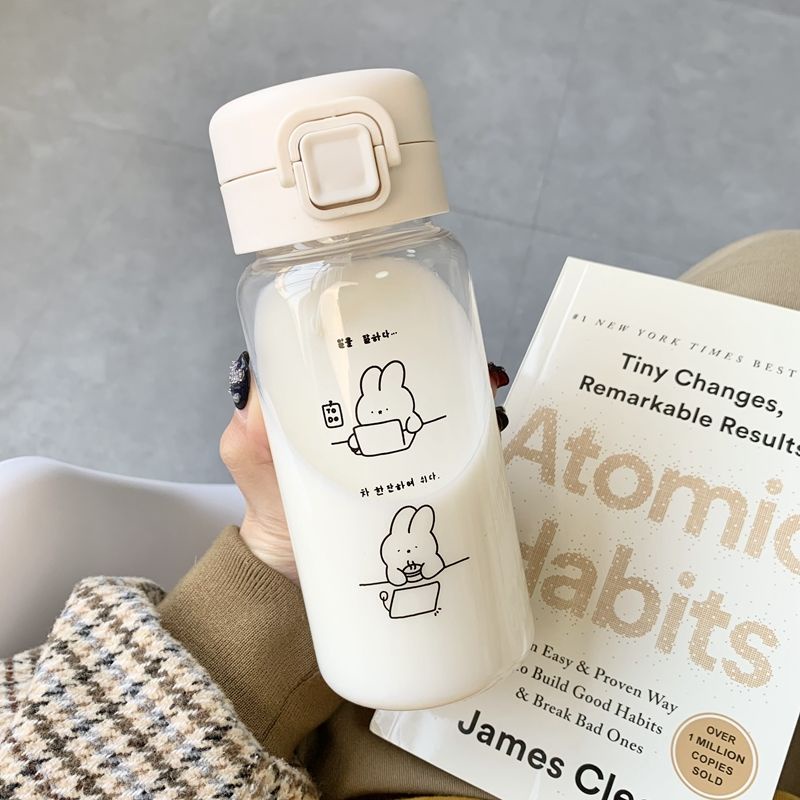 Bình Nước Nhựa Chịu Nhiệt Cao Chống Rơi Dung Tích 500ML Có Ống Hút Tiện Lợi