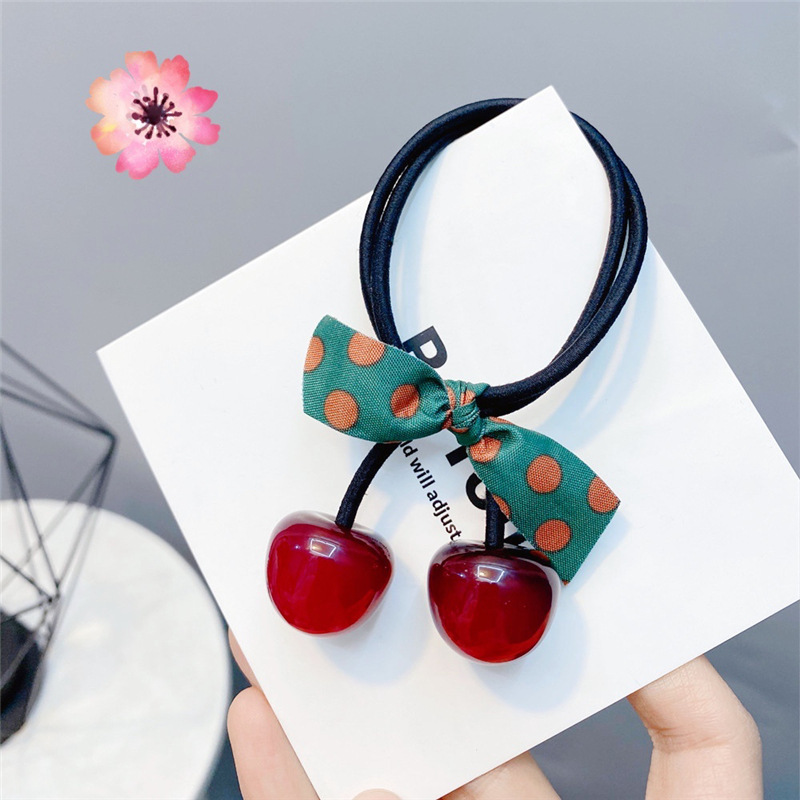 [Mã FASHIONCB264 giảm 10K đơn bất kỳ] Dây Buộc Tóc Co Giãn Đính Quả Cherry Xinh Xắn