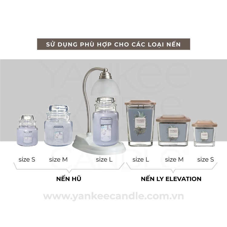 Đèn chụp đốt nền Yankee Candle màu trắng bạc