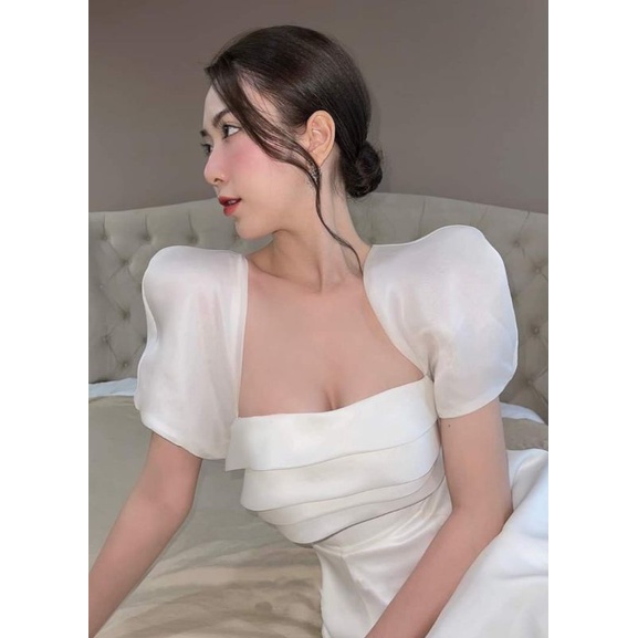 Đầm xếp ly ngực tay bồng sang chảnh Lace dress