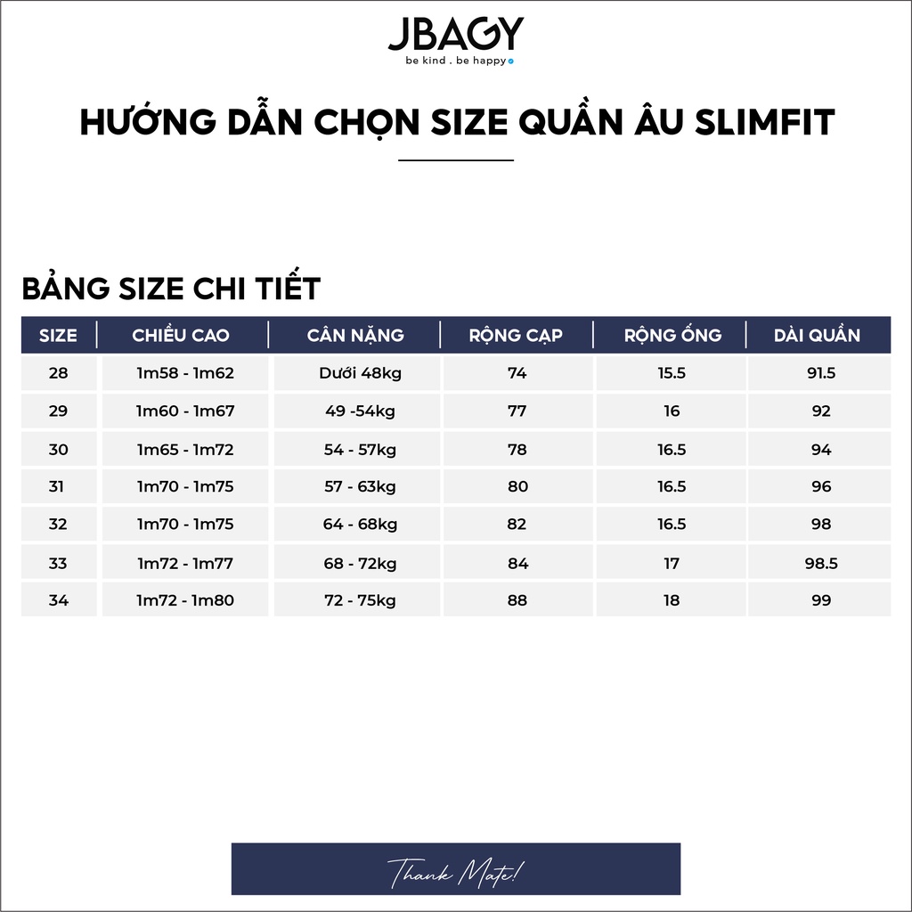 Quần tây nam ống côn slimfit JBAGY, chất vải Tăm lỳ Vitex co giãn dầy dặn thoải mái vận động