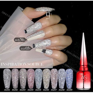 Set sơn gel as chai đỏ nhọn flash - nhũ phản quang mã asz