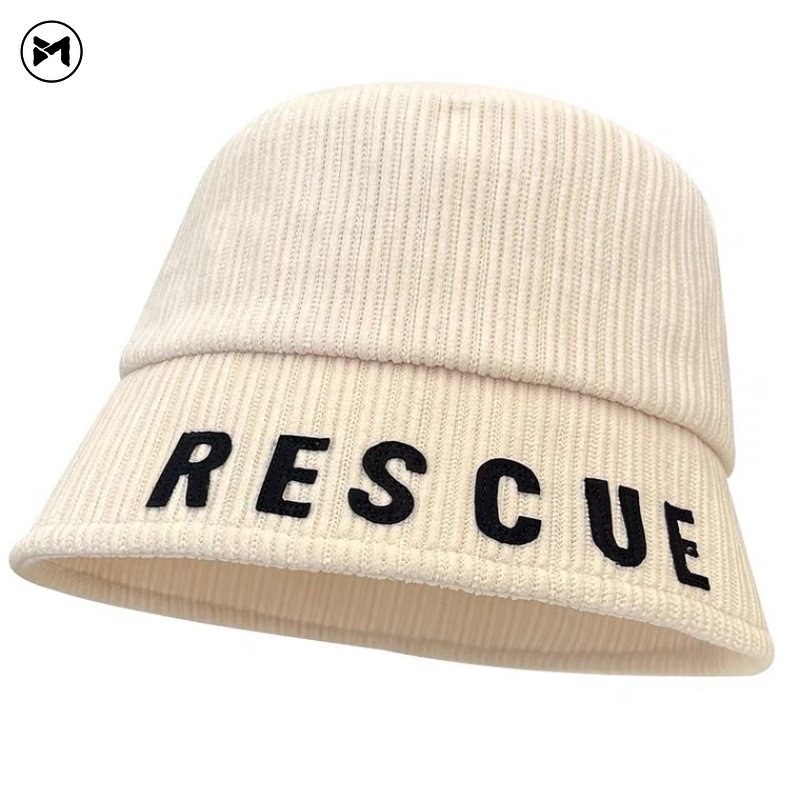 Mũ Tai Bèo Nhung Kẻ Thêu Chữ Phong Cách Thời Trang Vintage Nhật Bản