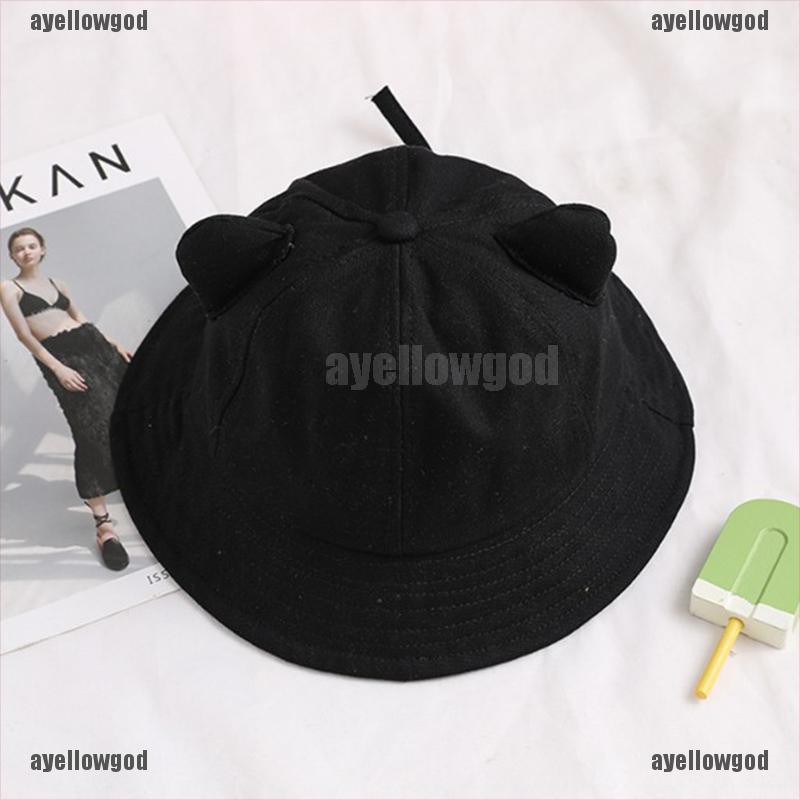 Nón Bucket Che Nắng Phối Tai Mèo Dễ Thương Thời Trang Mùa Hè Cho Bạn Gái