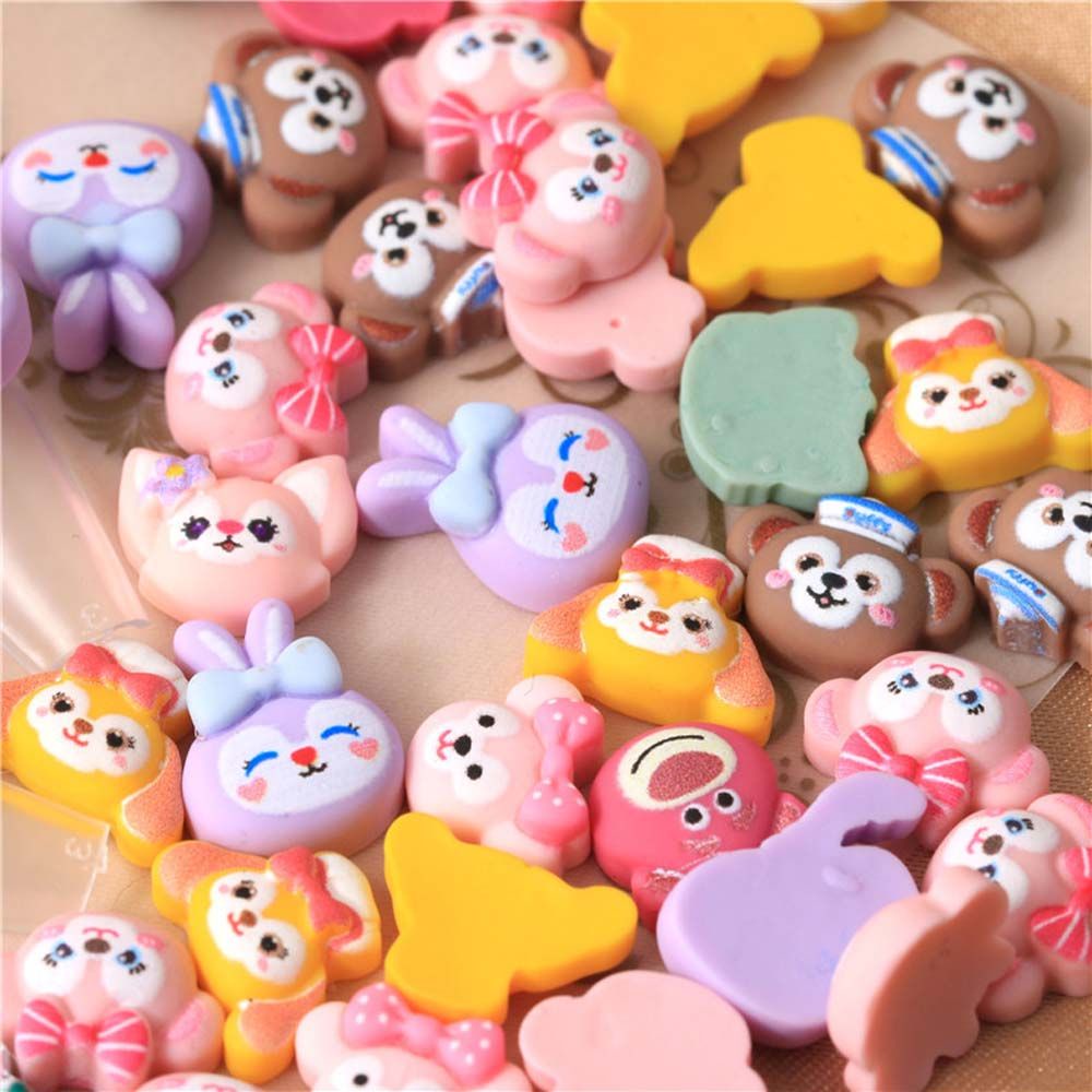 [Hàng mới về] Bộ 10 phụ kiện trang trí móng tay hình thỏ/gấu/thỏ/gấu hoạt hình 3D dễ thương tiện dụng