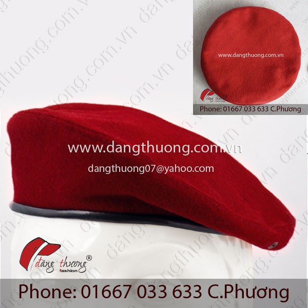 [SHIP HOẢ TỐC ] [CÓ SẴN] Mũ nồi beret nỉ dạ ĐEN - ĐỎ - XANH ĐEN viền da đen