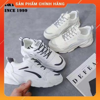 🎁 [LOẠI 1+FULL BOX] Giày thể thao nữ phản quang màu trắng đen dễ phối đồ đế êm cao 5cm vải mềm hot. Giày nữ sneaker 2020