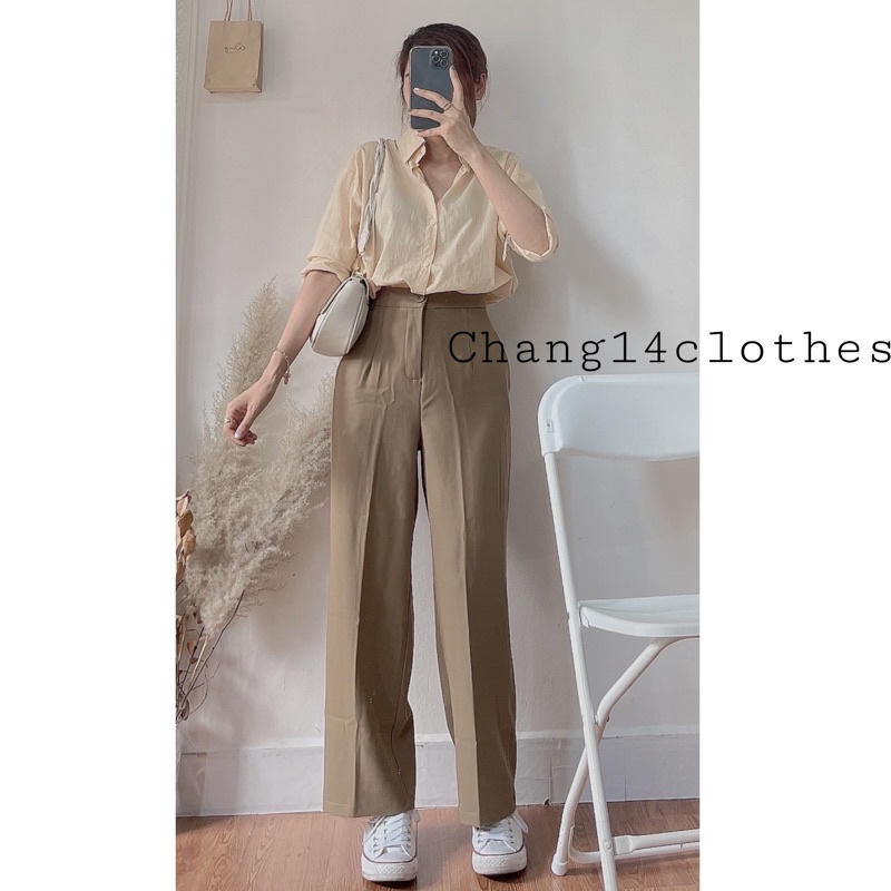 Quần âu vải công sở dáng thụng nữ dày dặn, lên chuẩn form dáng