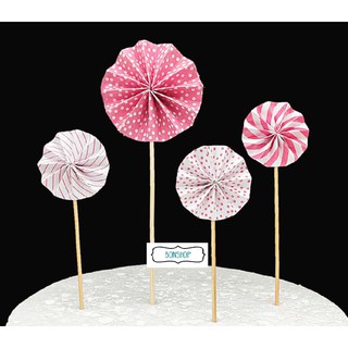[QCB008] Topper - Set que cắm bánh hình quạt chong chóng nhiều màu
