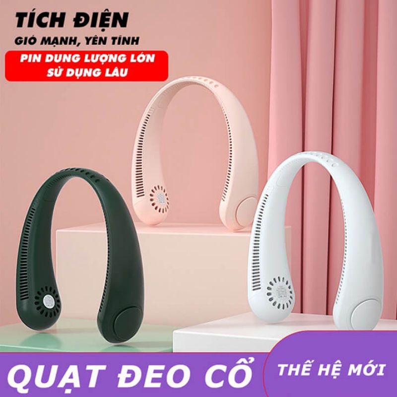 Quạt Đeo Cổ Không Cánh 3 Tốc Độ Pin Siêu Trâu