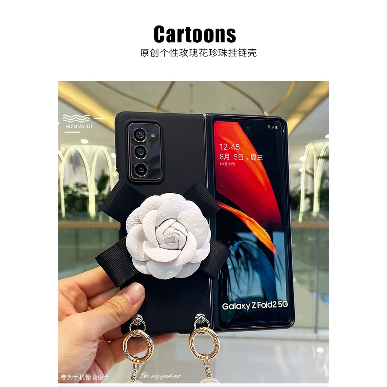 Bao Da Điện Thoại Họa Tiết Hoa Trà Thời Trang Cho samsung galaxy z fold 5 4 2 3 5g Ốp