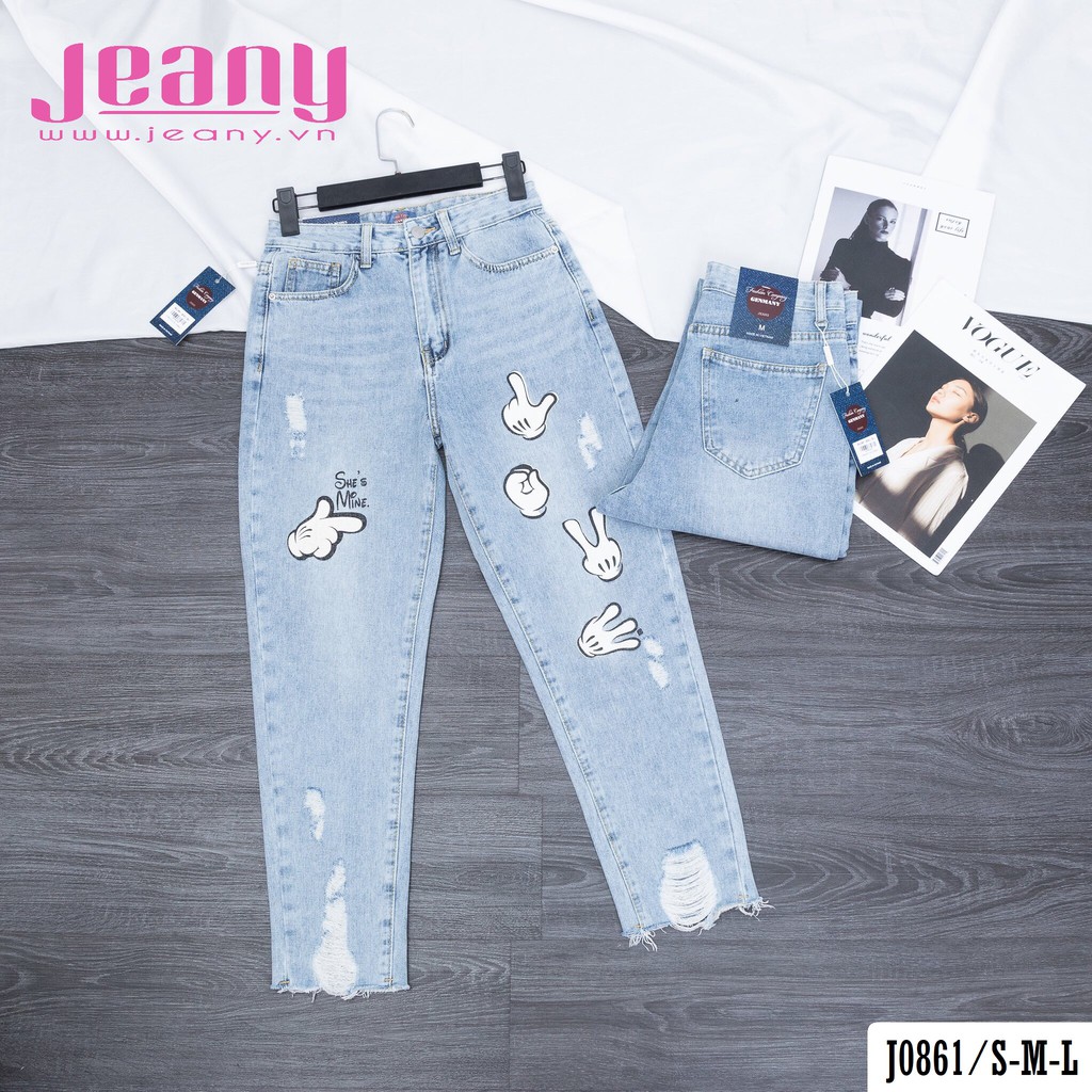 Quần Jean Baggy Wax Rách Phối Hình J0861 - jeany